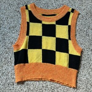 Knit Checkered Vest